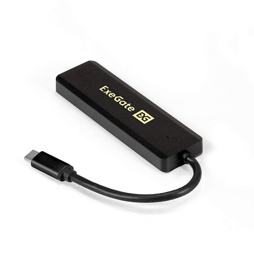 Кабель Exegate EX293986RUS USB-Хаб (концентратор) DUB-4CP/1 (кабель-адаптер USB Type C --> 4xUSB3.0, Plug&Play, черный)