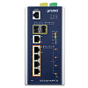 Коммутатор Planet коммутатор/ IP30 Industrial L2+/L4 4-Port 60W 1000T Ultra PoE+ 1-Port 1000T + 2-port 100/1000X SFP Full Managed Switch (-40 to 75 C, dual