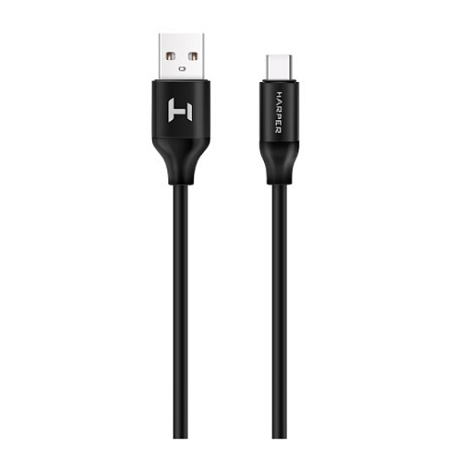 Harper USB - USB type-C, SCH-732 black (Силиконовый Кабель для зарядки и синхронизации, 2м, Металлический штекер на концах. Способны заряжать устройст