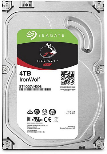 Жесткий диск SEAGATE IronWolf NAS HDD SATA 4Tb, 5900 rpm, 64Mb buffer, 512e/4Kn, ST4000VN008, 1 year, (аналог ST4000VN000)