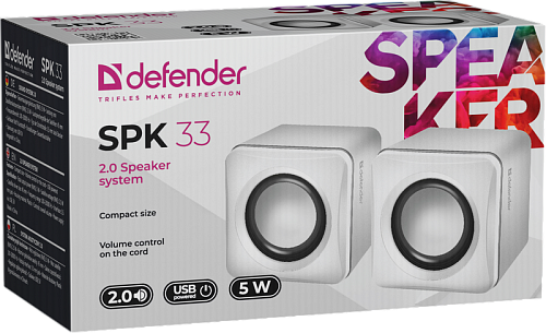 Defender#1 Акустическая 2.0 система SPK 33 белый, 5 Вт, питание от USB