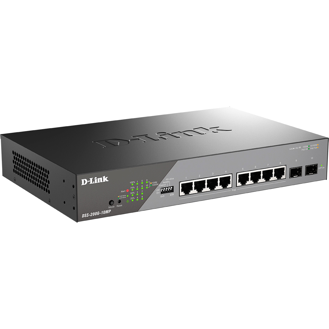 Коммутатор D-LINK Сетевой коммутатор/ Smart L2 Surveillance Switch  8х1000Base-T PoE, 2x1000Base-X SFP, PoE