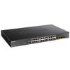 Коммутатор D-Link DGS-1250-28XMP/A1A L2 Smart Switch with 24 10/100/1000Base-T ports and 4 10GBase-X SFP+ ports (24 PoE ports 802.3af/802.3at (30 W),