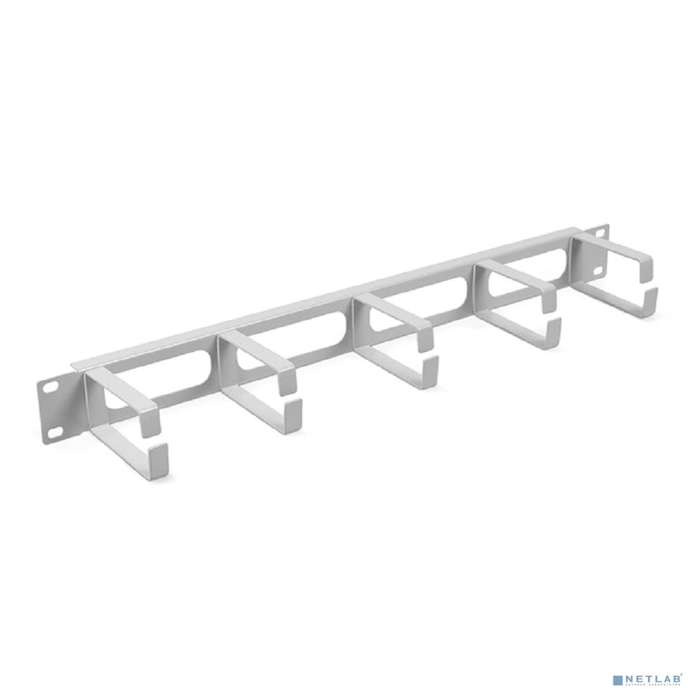 Cabeus JB08-1U-GY Кабельный органайзер горизонтальный 19" 1U, 5 колец, металлический, цвет серый (RA