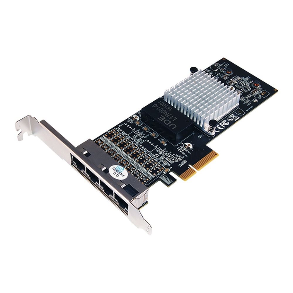 Сетевой адаптер STLab N-580 4x1GbE, PCIe 2.1 x4, RJ45 (10/100/1000Mbps port), Intel I350-AM4, Gigabit Network Adapter