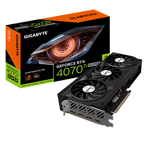 Видеокарта/ VGA GIGABYTE NVIDIA GeForce RTX 4070 TI SUPER WINDFORCE OC 16G 16GB, GDDR6X/256-bit, PCIe 4.0, 1xHDMI 2.1, 3xDP, 2.5-slot