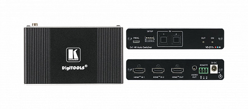Коммутатор Kramer Electronics [VS-211X] 2х1 HDMI с автоматическим переключением; коммутация по наличию сигнала, поддержка 4K60 4:4:4, деэмбедирование