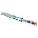 Hyperline FUTP4-C5E-S24-IN-PVC-GY-305 (305 м) Кабель витая пара, экранированная F/­UTP, категория 5e, 4 пары (24 AWG) (0.51 мм), одножильный (solid),