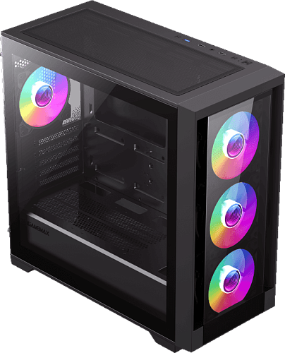 Компьютерный корпус mATX, без блока питания/ Gamemax DEFENDER TG mATX case, black, w/o psu, w/1xUSB3.0+2xUSB2.0, Combo Audio, w/3x12cm ARGB front fan