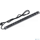 Cabeus PDU-13P-F-2EU Блок евророзеток для 19" шкафов, 13 розеток, фильтр, 16 A, без выключателя, шнур 2м, алюминиевый корпус, немецкий стандарт
