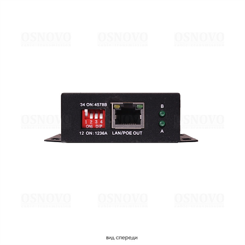 Удлинитель Ethernet+PoE OSNOVO E-PoE/1A PoE удлинитель 10M/100M Fast Ethernet на 400м (до 30W). Увеличение расстояния передачи данных + питание на 100