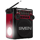 SVEN SRP-355, красный, радиоприемник, мощность 3 Вт (RMS), FM/AM/SW, USB, SD/microSD, фонарь, встроенный аккумулятор