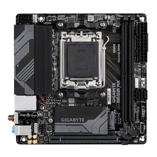Материнская плата GIGABYTE B650I AX, AM5, B650, 2*DDR5, 2*SATA, 1*M.2, 3*USB 3.2, 3*USB 2.0, 1*PCIx16, DP+HDMI, mITX
