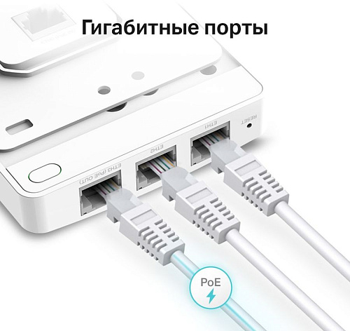 Точка доступа TP-Link Точка доступа/ AC1200 dual band wall-plate access point, 866Mbps at 5GHz and 300Mbps at 2.4G, 4 Giga LAN port