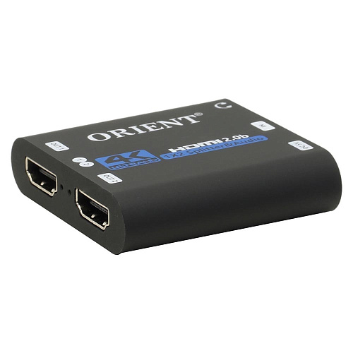 ORIENT HSP0102AH-2.0, HDMI разветвитель 1->2 с аналоговым аудиовыходом, UHD 4K/60Гц (3840x2160) YUV 4:4:4, HDR, HDMI 2.0b, 18 Гбит/с, HDCP2.2, аудио в