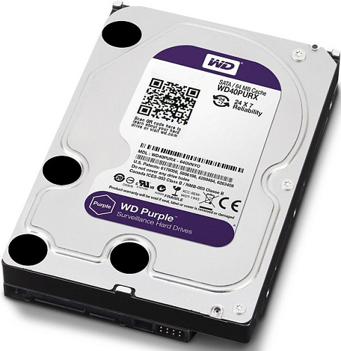 Жесткий диск WD Western Digital HDD SATA-III 4000Gb Purple WD40PURZ, IntelliPower, 64MB buffer (DV&NVR), 1 year
