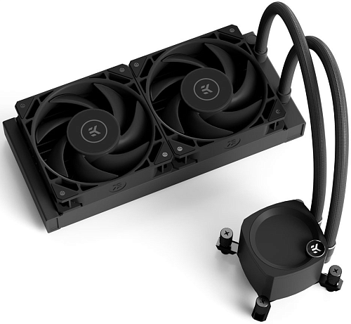 Система охлаждения/ EKWB EK-Nucleus AIO CR240 Dark (240mm, Black, ARGB/ Fans: 2x120mm, 72CFM, 36dBA, 2300RPM/ Pump height 61.6mm, -dBA, 3100RPM, Rad