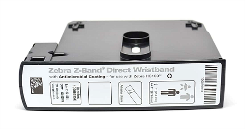 Zebra Wristband, Polypropylene, 25.4x279.4mm; DT, Z-Band Direct, Adhesive closure, Cartridge, 200/roll, 6/box,