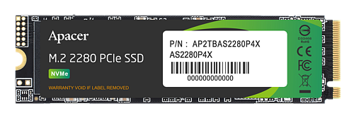 SSD APACER AS2280P4X 256Gb M.2 2280 PCIe Gen3x4, R2100/W1700 Mb/s, 3D NAND, MTBF 1.8M, NVMe, 100TBW, Retail, 3 years (AP256GAS2280P4X-1)