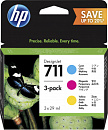 Картридж струйный HP 711 P2V32A голубой/пурпурный/желтый x3упак. (87мл) для HP DJ T120\125\130\520\525\530