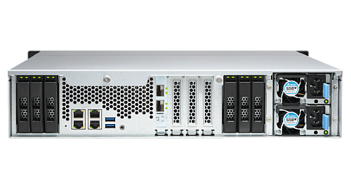 Система хранения данных QNAP ENTERPRISE 2U/18bay QC 2,6GhzCPU/32Gb(up128)/upto 274HDD with TL-R1620Sep/SATA(3,5" 2,5")/2xUSB/3xExp.slot/4x2,5Gb 2x10Gb