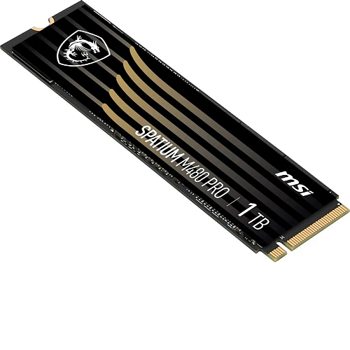 Твердотельный накопитель MSI SSD SPATIUM M480 Pro, 1000GB, M.2(22x80mm), NVMe, PCIe 4.0 x4, 3D TLC, R/W 7400/6000, IOPs 750 000/1 000 000, DRAM