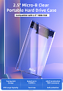 Внешний корпус для диска HDD/SSD Netac WH11 2.5 SATA to USB3.0 External HDD/SSD Case, Slide Transparent Cover, with USB3.0 A to B cable