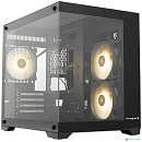 Case HSPD F330, Panoramic Mini-tower, Black, TG, 0.5 SPCC, 3x120mm ARGB (FN027) mATX, mITX 160/400/200mm 1x2.5", 2x3.5", 4xPCI 1xUSB-C 3.0, 2xUSB-A1.0
