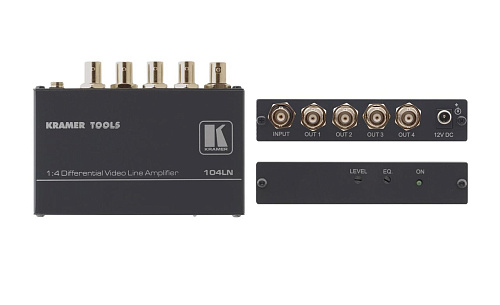 Усилитель-распределитель Kramer Electronics 104LN Дифференциальный линейный1:4 видеосигналов c регулировкой уровня сигнала и АЧХ, 423 МГц