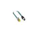 Кабель патч-корд Gigabit Ethernet M12 X-coded "папа" (8-конт.) в RJ45, длина 100 см, защита IP67