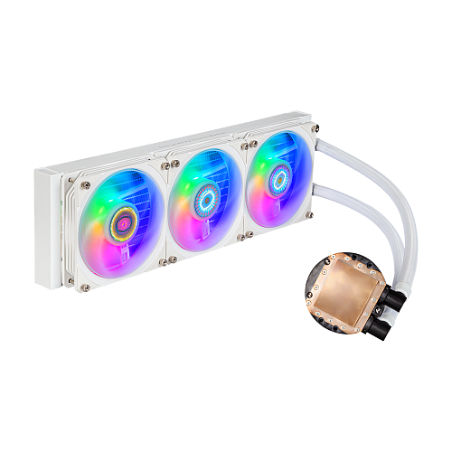 Система охлаждения/ Cooler Master MasterLiquid PL360 Flux White Edition (280W, 360mm, ARGB, fans:3x120mm/72.37CFM/32dBa/2300rpm, 1700/1200/115X/2066