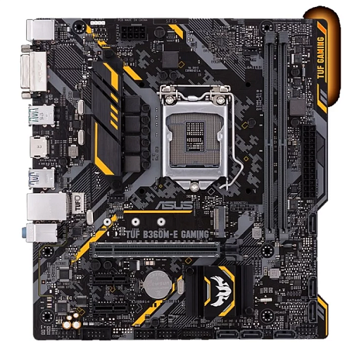 ASUS TUF B360M-E GAMING, LGA1151v2, B360, 2*DDR4, DVI+HDMI, SATA3, Audio, Gb LAN, USB 3.1*6, USB 2.0*6, COM*1 header (w/o cable), mATX ; 90MB0WK0-M0EA
