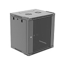 Настенный шкаф Wize Pro [W12U50QSR] 19", 12U, быстрая сборка без инструментов, 600х500 мм, стеклянная передняя дверь, задняя стенка металлическая, нео