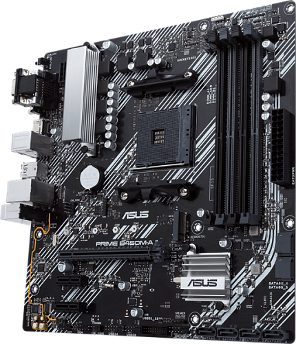 ASUS PRIME B450M-A II, Socket AM4, B450, 4*DDR4, D-Sub+DVI+HDMI, SATA3 + RAID, Audio, Gb LAN, USB 3.2*8, USB 2.0*4, COM*1 header (w/o cable), mATX ; 9