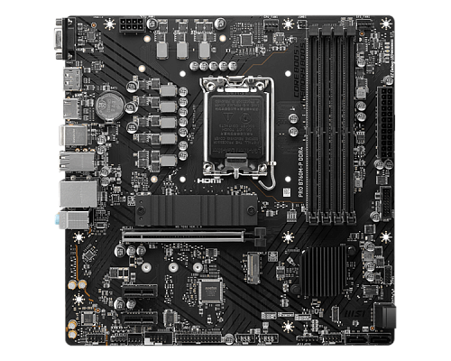 Материнская плата MSI PRO B760M-P DDR4 s1700, Intel B760, 4xDDR4, PCI-Ex16, 4SATA3, 7.1-ch, GLAN, 3 USB 3.2, 1 USB Type-C, VGA, HDMI, DP, mATX, RTL