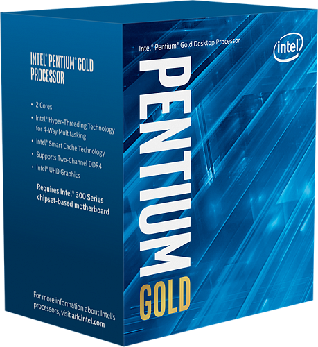 Боксовый процессор APU LGA1200 Intel Pentium Gold G6405 (Comet Lake, 2C/4T, 4.1GHz, 4MB, 58W, UHD Graphics 610) BOX, Cooler