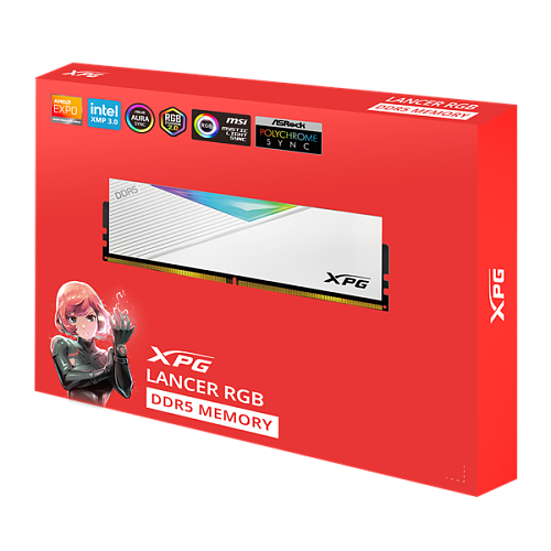 Оперативная память ADATA DDR5 DIMM 32GB 6400MHz 2*16GB 32-39-39 WHITE DUAL COLOR BOX RGB