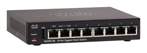 Коммутатор CISCO [SG250-08-K9-EU] SB SG250-08 8-Port Gigabit Smart Switch