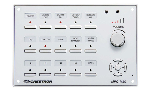 Контроллер Crestron MPC-M20-W (6502438) с 15 программируемыми кнопками, наклейками с подсветкой, обратной связью на светодиодах, 5-сторонней подушкой