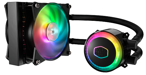 Система охлаждения/ Cooler Master MasterLiquid ML120R RGB (180W, 120mm, ARGB, fans:2x120mm/66.7CFM/30dBa/2000rpm, 1200/115X/2066/2011-V3/2011/AM5/AM4