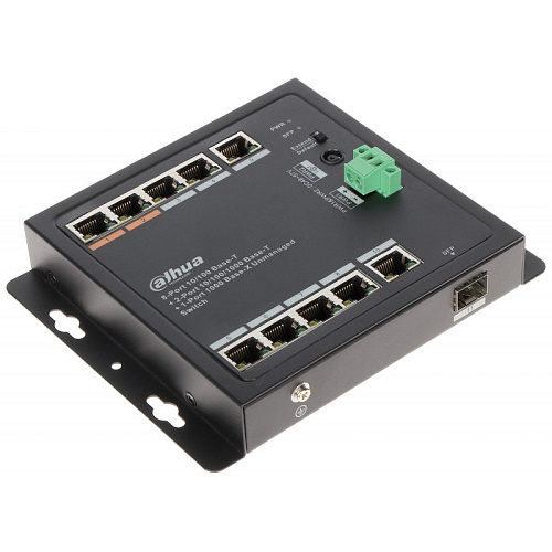 Коммутатор Dahua DH-PFS3111-8ET-96-F 11-портовый неуправляемый с PoE, уличное исполнение, 8xRJ45 100Mb, 2xRJ45 1Gb + 1xSFP 1Gb uplink, суммарно 96Вт,