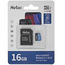 Micro SecureDigital 16GB Netac MicroSD card P500 Standard, retail version w/SD adapter [NT02P500STN-016G-R]