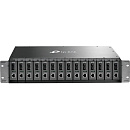 Шасси для конверторов/ 14-slot unmanaged media converter chassis, 19-inch rack-mountable, supports redundant power supply, with one AC power supply