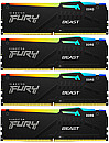 Память DDR5 4x16GB 6000MHz Kingston KF560C40BBAK4-64 Fury Beast RGB RTL Gaming PC5-48000 CL40 DIMM 288-pin 1.35В kit dual rank с радиатором Ret