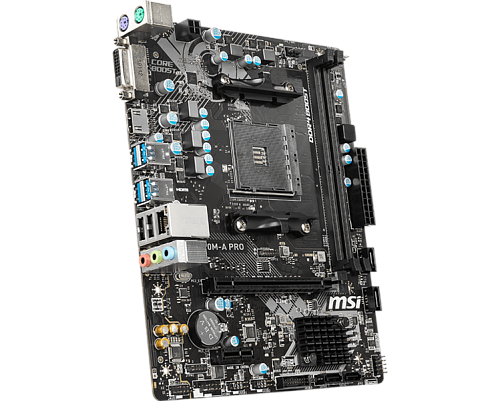 MSI A320M-A PRO 2xDDR4-2400, 1xPCI-Ex16x, 1xPCI-Ex, DVI-D+HDMI, 4xSATA3(RAID 0/1/10), 8 Ch Audio, GLan, (2+4)xUSB2.0, (4+2)xUSB3.1, 2xPS/2, mATX