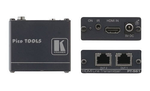 Передатчик Kramer Electronics PT-561 Передатчик Kramer сигнала HDMI и ИК-команд в кабель витой пары (TP), поддержка HDCP и HDMI 1.3, совместимость с H