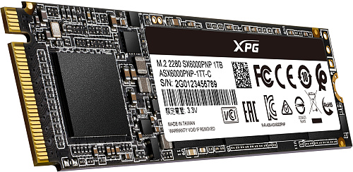 Твердотельный накопитель/ ADATA SSD SX6000Pro, 1024GB, M.2(22x80mm), NVMe 1.3, PCIe 3.0 x4, 3D TLC, R/W 2100/1400MB/s, IOPs 250 000/240 000, TBW 600,