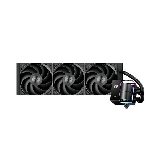 Система охлаждения/ PCCooler DS360 BK (310W, 360mm, LED temp., Black, ARGB Pump/ Fans: 3x120mm, 86.73CFM, 28dBA, 2200RPM/ Pump height 67mm, 28dBA,