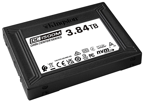 SSD KINGSTON Enterprise 3,84TB DC1500M U.2 2.5" PCIe NVMe Gen3x4 R3100/W2700MB/s 3D TLC MTBF 2М 480 000/210 000 IOPS 1DWPD (Data Center for Enterp