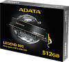 Твердотельный накопитель/ ADATA SSD LEGEND 900, 512GB, M.2(22x80mm), NVMe 1.4, PCIe 4.0 x4, 3D NAND, R/W 6200/2300MB/s, IOPs н.д./н.д., TBW 300, DWPD